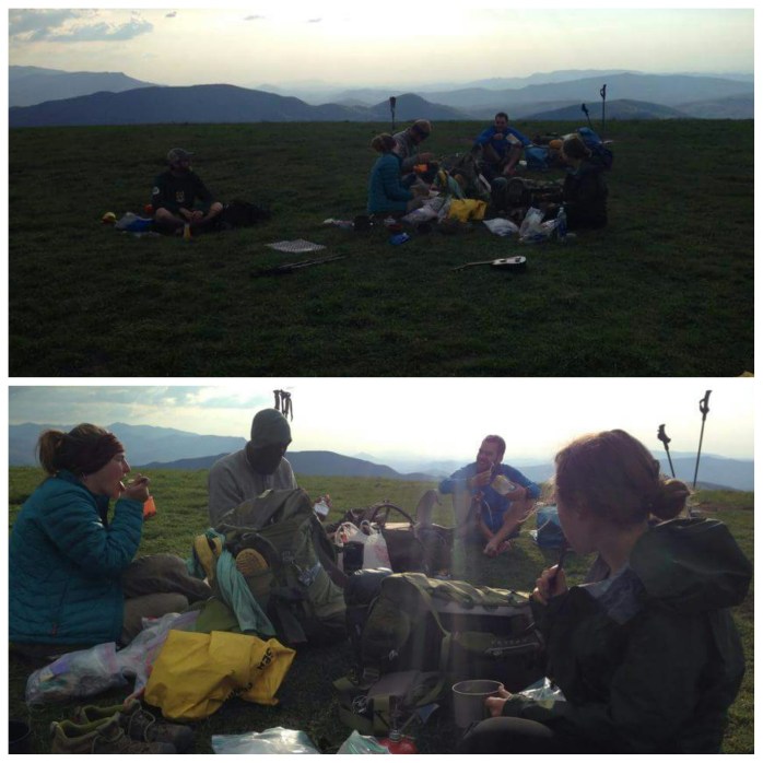 Hikers are happiest when they're eating.