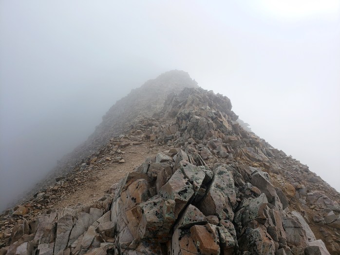 Into the mist on Mount Sherman