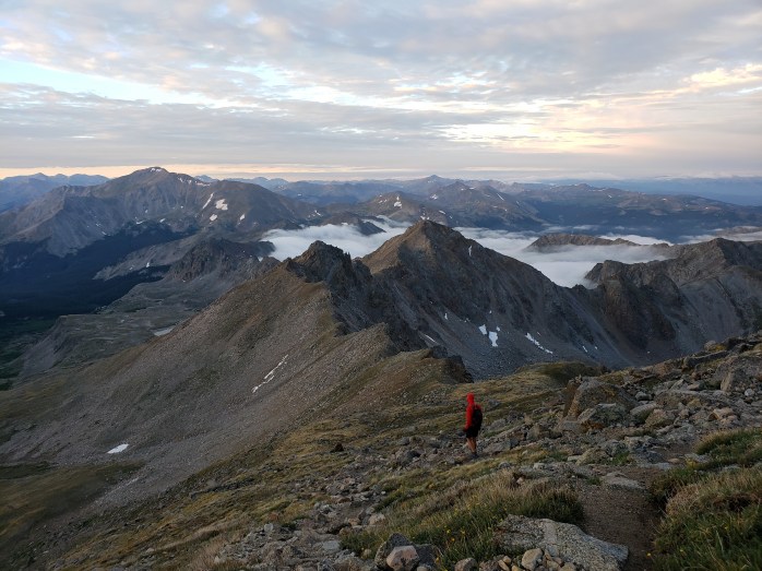 Walking down Mt Harvard